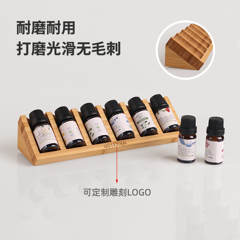 Manufacturer 6-Compartment Essential Oil Storage Display Rack Desktop Mini Triangle Storage and Organization Doterra Essential Oil Bottle Bamboo Rack
