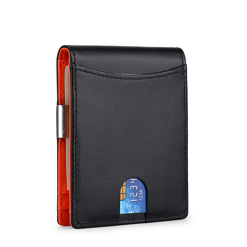 Custom foreign trade leather men's wallet metal dollar wallet RFID anti-theft card clip Amazon explosion factory