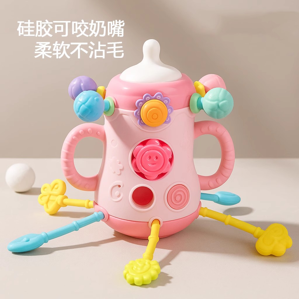 Newborn Baby Bottle Pull-Up Toy to Grasp Fingers and Exercise Pumping Music to Soothe Early Education Bottle Grip Music