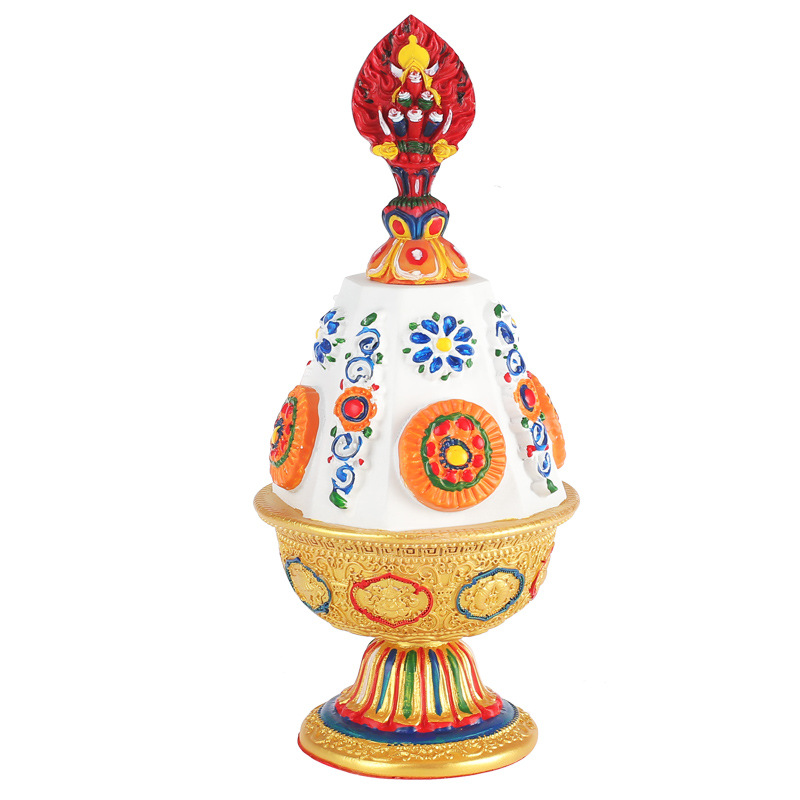 Wholesale Moni Teng Treasure Vase, Chubby Style, Folk Culture Butter Flower, Auspicious Ksitigarbha, Hand-Painted Ornament, Large Xizang Style