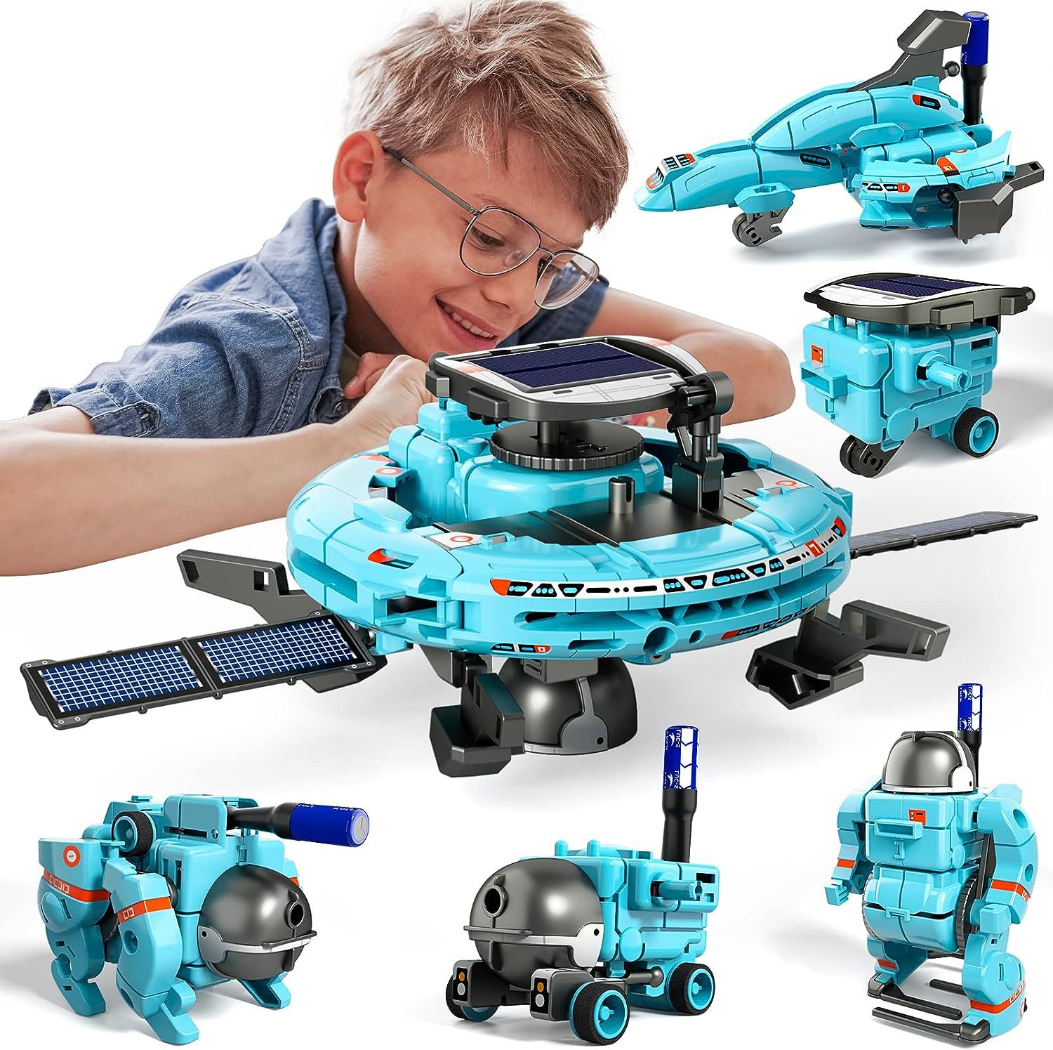 Cross-Border Hot-Selling DIY Assembly Toys Six-In-One Self-Assembled Space Solar Building Block Car 6-in-1 Intelligent Robot