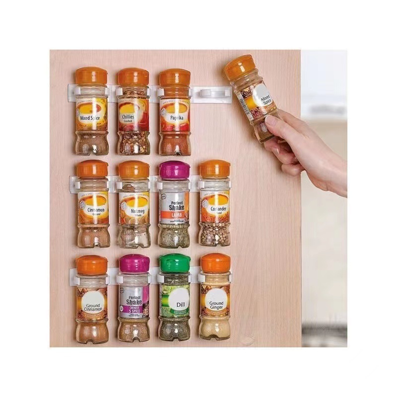 Cross-border hot seasoning bottle simple plastic storage rack household kitchen seasoning jar storage rack wall hanging kitchen door clip