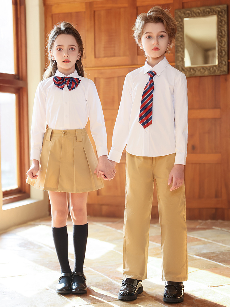 Boys' White Shirts, Kidsren's White Shirts, Medium and Large Kidsren's School Uniforms, Performance Clothes, Spring & Fall Long-Sleeved White Shirts, Class Uniforms