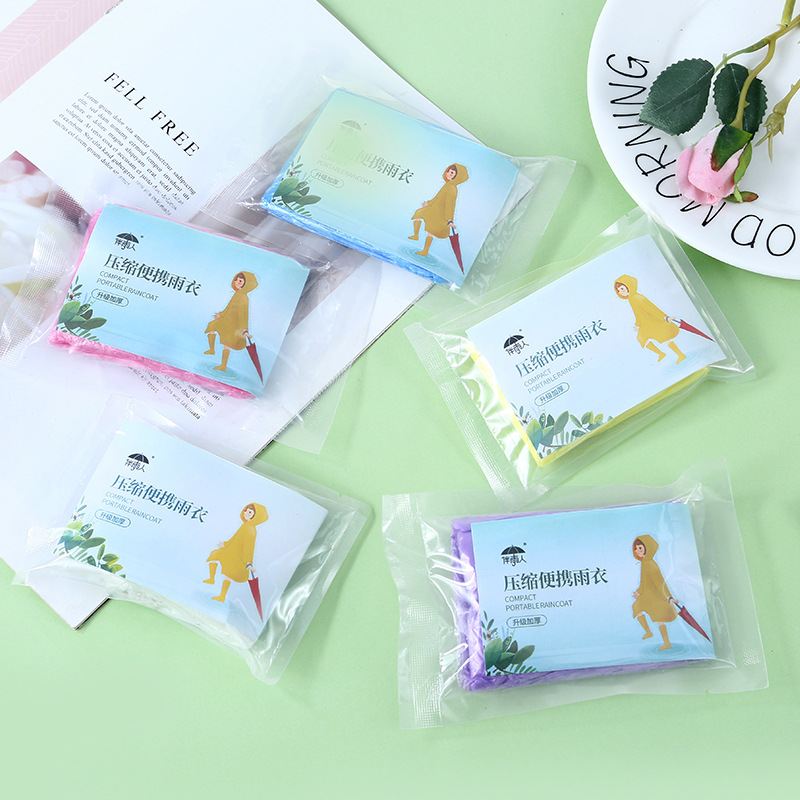 Disposable raincoat long full body compression children Adult Adult portable explosion-proof Rain waterproof card poncho thickened