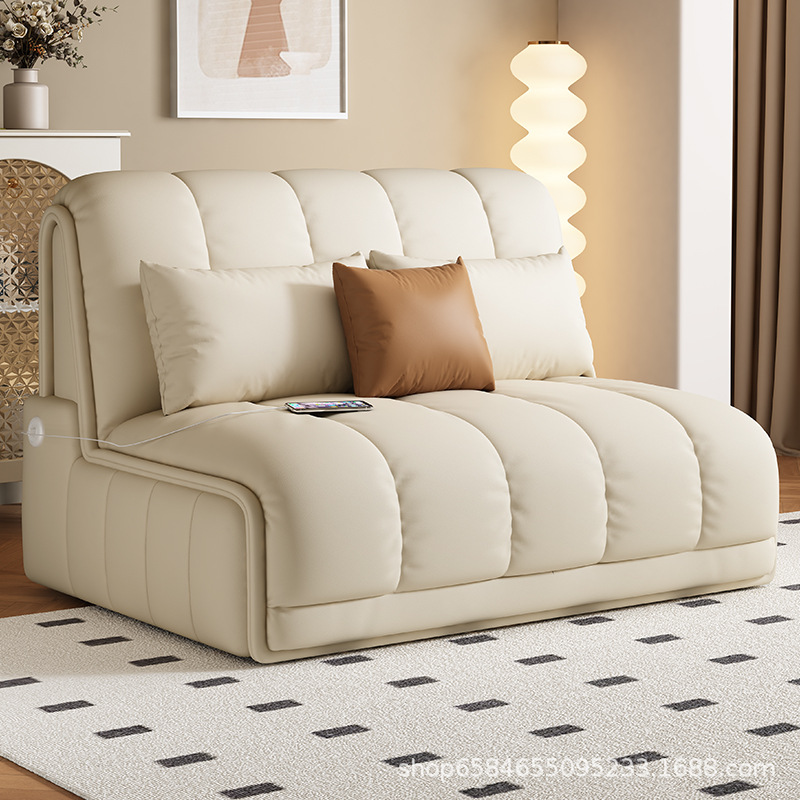 Smart Electric Sofa Bed Foldable Simple Bedroom Living Room Small Apartment Single and Double Wireless Remote Control Lazy Sofa