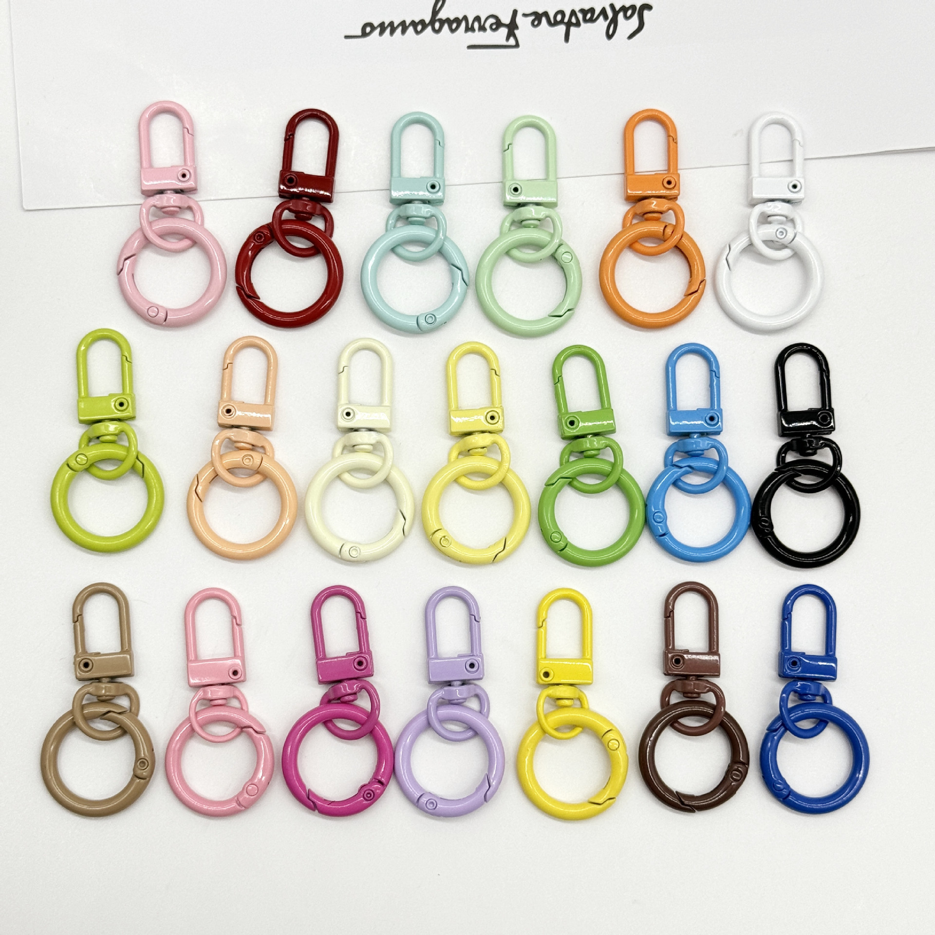 Candy color spring buckle paint zinc alloy color book ring card ring keychain diy jewelry accessories metal ornaments