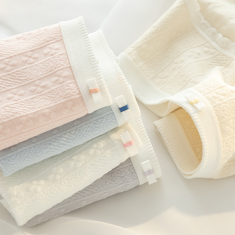 Class A Baby Cotton women's underwear sweet jacquard 5A antibacterial crotch comfortable mid-waist hip-wrapped girl student briefs