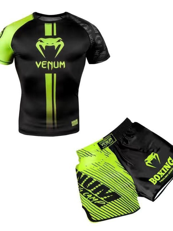 Sanda Training Clothing UFC suit Men's Boxing Tight Quick-drying Clothes Muay Thai Fighting Short-sleeved Shorts Gym Fighting