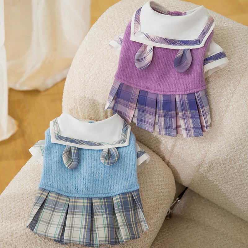 Новая теплая одежда для кошек осенью и зимой, юбка для собак