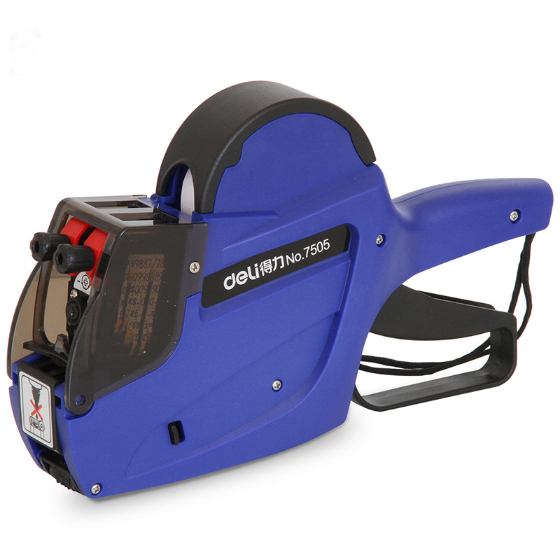 [Wholesale] Deli 7505 Double Row Double Code Label Pricing Machine 10-digit Date Code Gun (Blue/Yellow)