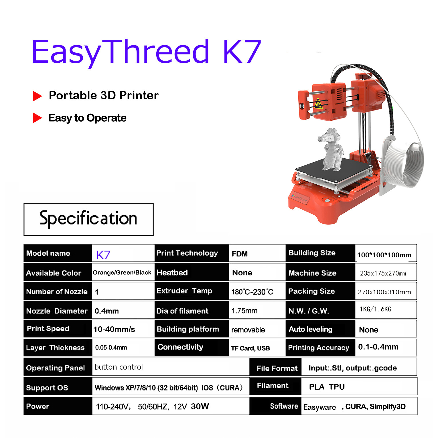 Easythreed K7 Shenzhen 3D printer manufacturer toy household desktop small mini three-dimensional