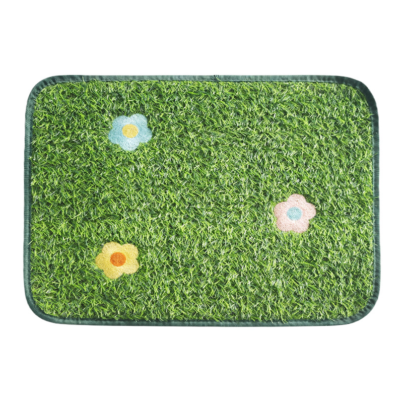 Embroidered Artificial Turf Pet Toilet Mat Balcony Imitation Embroidered Carpet Mat for Dogs and Cats to Use for Defecation