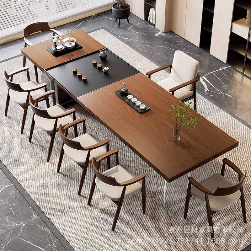 Стол для чая из массива дерева большой стол островной стол стол и стулья комплект домашний простой большой чайный стол интегрированный