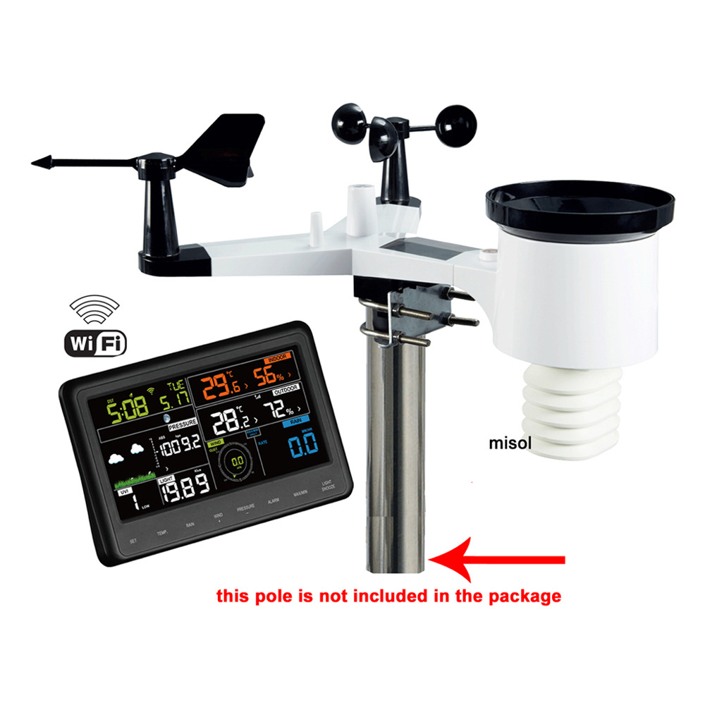 Misol беспроводная метеостанция, скорость ветра, направление ветра, температура, влажность, объем осадков, атмосферное давление Wh2900C