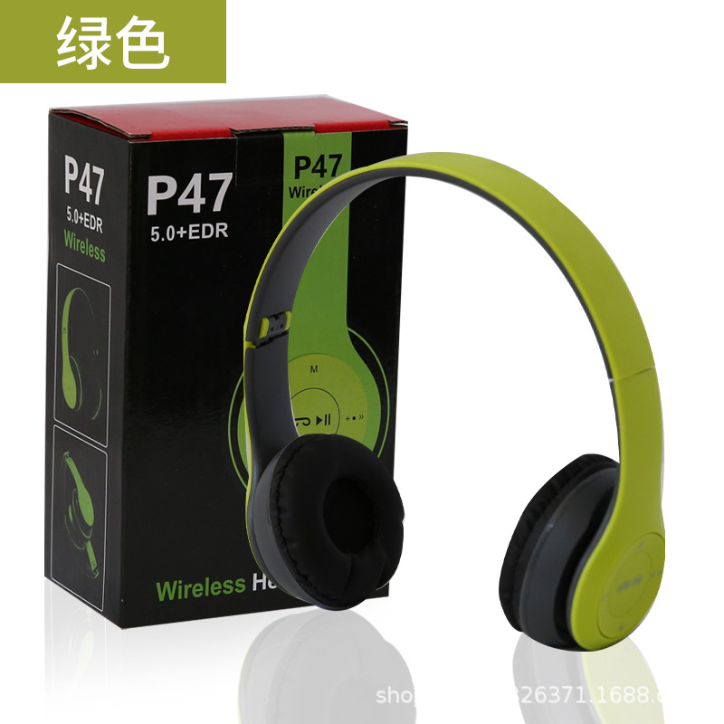 P47 Over-Ear Bluetooth Headphones, a Popular Cross-Border Model with Heavy Bass Music, 5.0 Foldable Headphones, Model Machine