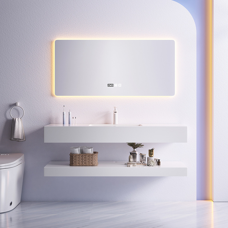 Double-Layer Slate Integrated Basin Bathroom Cabinet Washbasin Seamless Integrated Ceramic Basin Combination Washbasin Bathroom Counter Basin