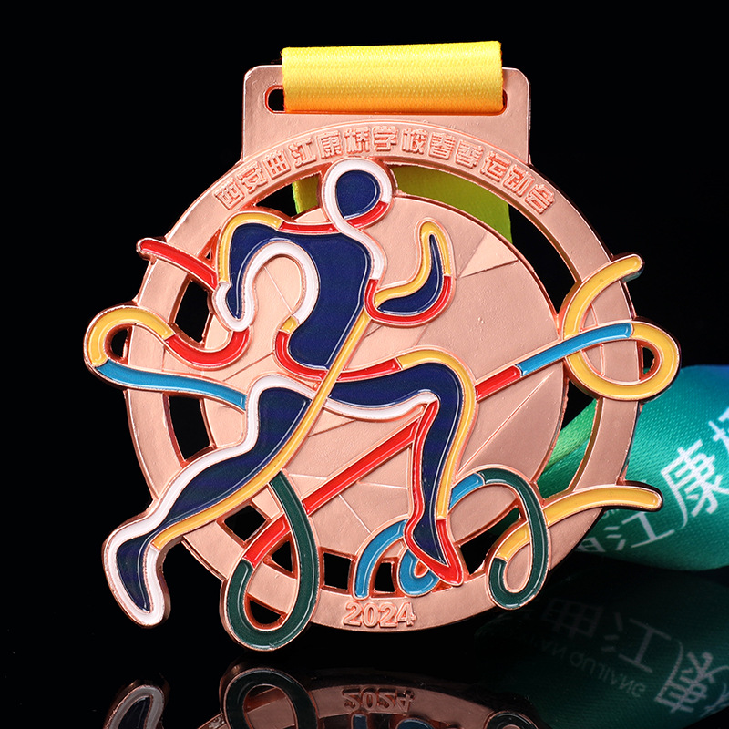 Wow Customized Metal Marathon Sports Event Gold Foil Medal Honorary Commendation Commemorative Authorized Plate Medal