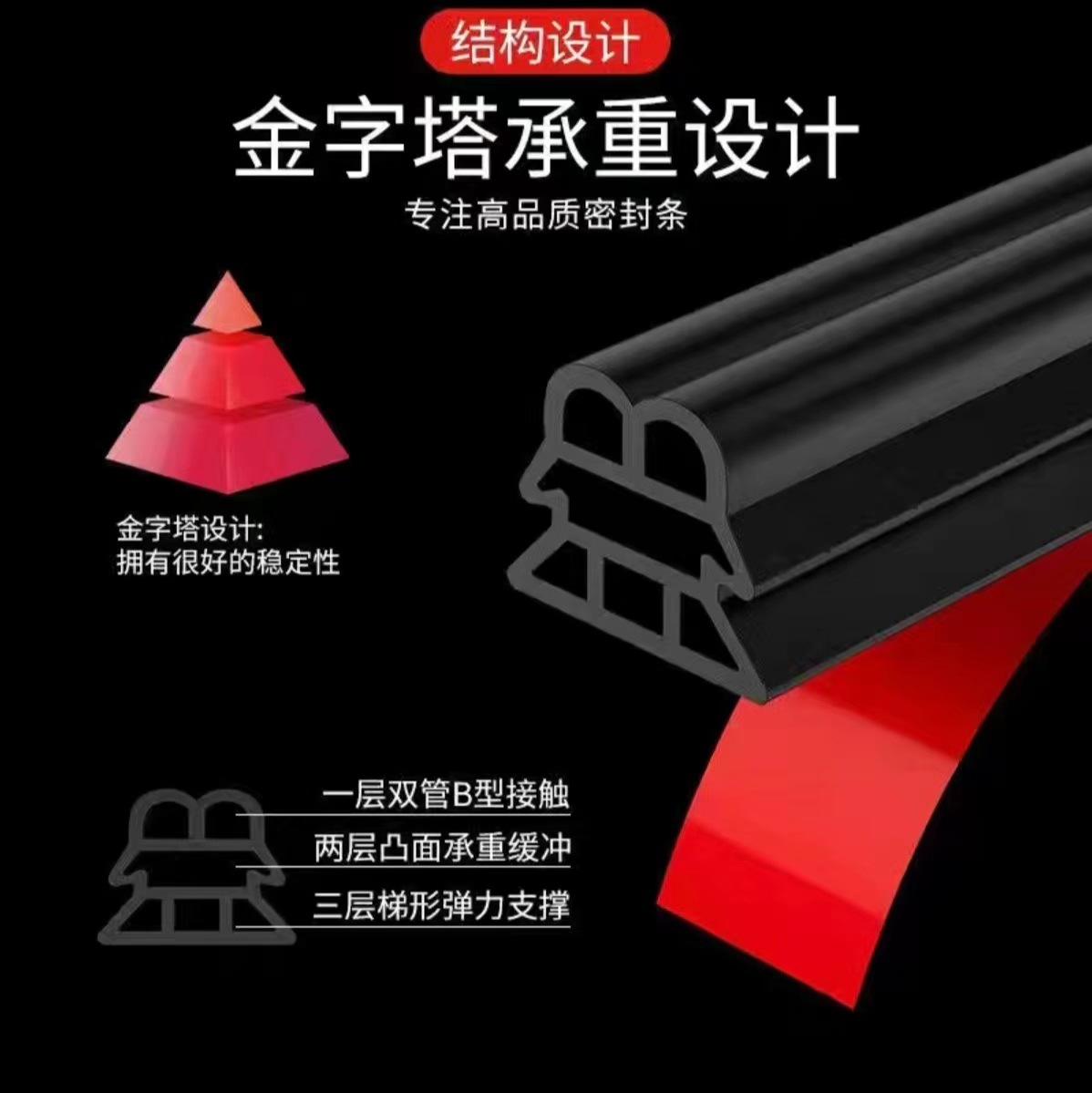 New Three-Layer Thickened Car Door Seam Soundproofing Waterproof Windproof Dustproof Door Frame Noise Reduction Self-Adhesive Sealing Strip