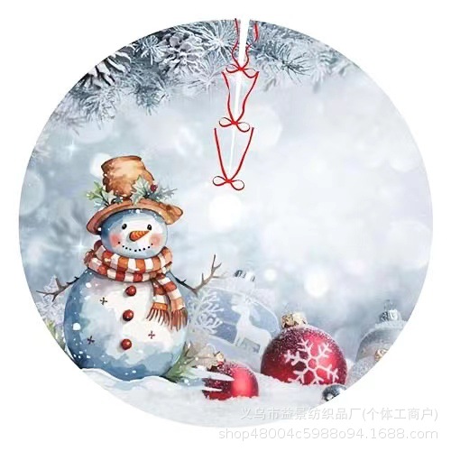 Merry Christmas Winter Snowman Snowflake Blue 36inch Christmas Overseas Purchase Tree Skirt Round Winter Snow For