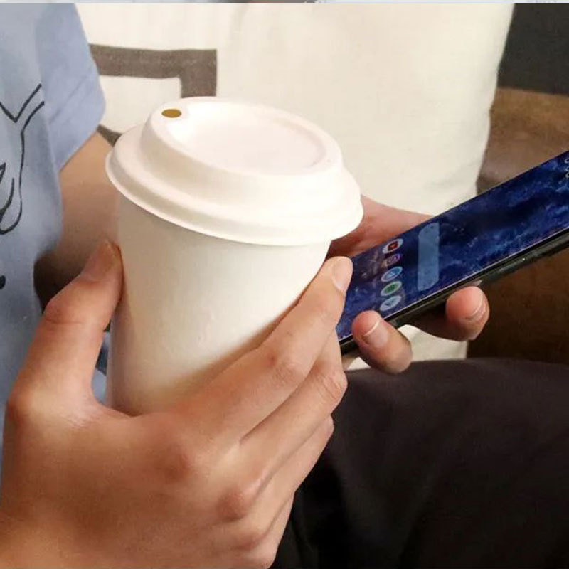 Sugar Cane Milk Tea Coffee Cup Lid Disposable Hot and Cold Drink Paper Pulp Cup Lid Biodegradable 80 90 Caliber 8 Ounces