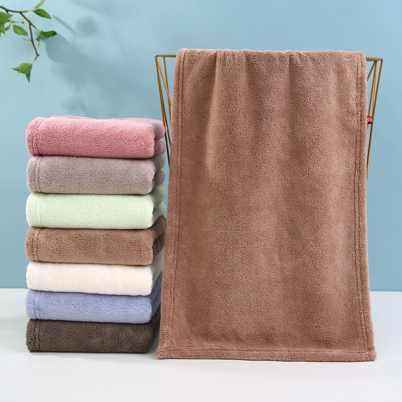 Plain Antibacterial Coral Velvet Absorbent Towel Quick-Drying Couple Bath Wrap 140*70 Export Bath Towel Set