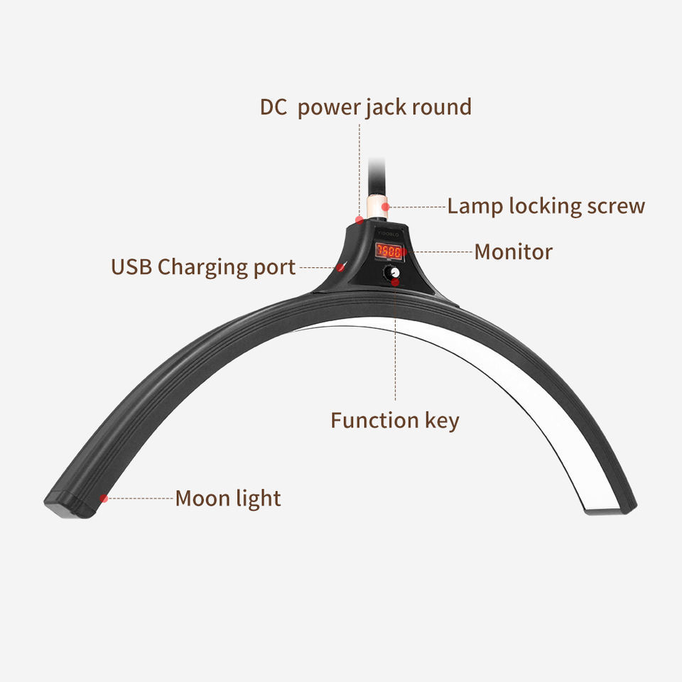 Half-Moon Lamp, Embroidery Lamp, Beauty Lamp, Manicure, Embroidery, Eyelashes, Portable Led Eyebrow Tattoo Lamp, U-Shaped Floor-Standing Fill Light