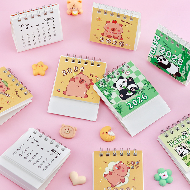 2026 the Blinking Small Desk Calendar Summer Limited Edition Super Q Cartoon Desk Calendar Turn One Page Every Day Happy More Little