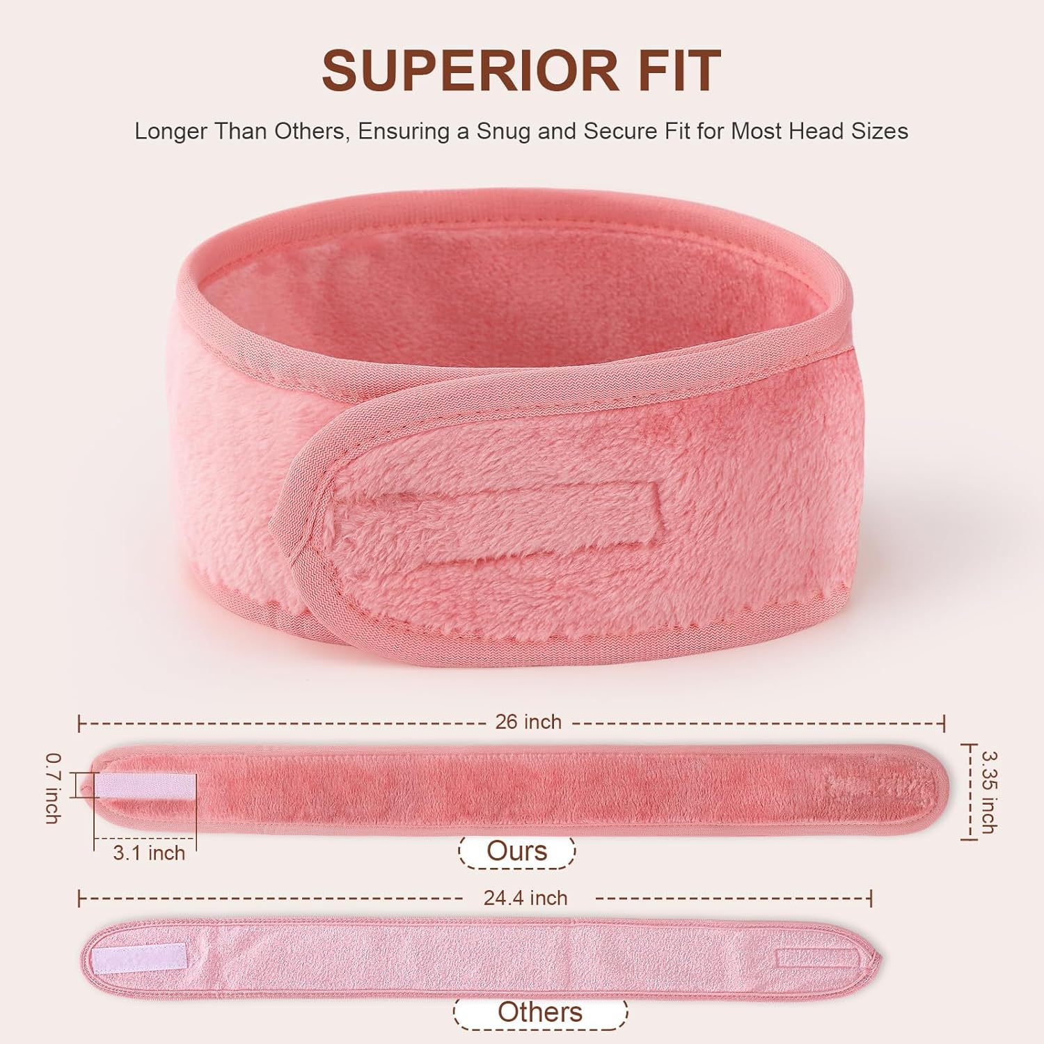 Cross-Border Hot-Selling Flannel Spa Velcro Face Washing Headband, Face Washing Anti-Moisture Hair Band, Yoga Head Wrap Headband