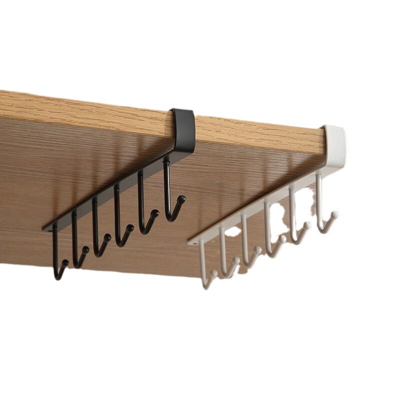 Wrought Iron Cabinet Six Hook Storage Hanger Wardrobe Hanging Cabinet Row Hook Fixing Rack Kitchen Seamless Clip Hook Iron Hook