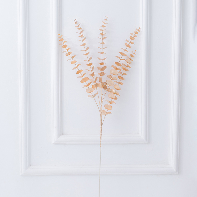 Золотые искусственные цветы, листья эвкалипта, гинкго, листья любви, свадебное украшение, новогодний букет