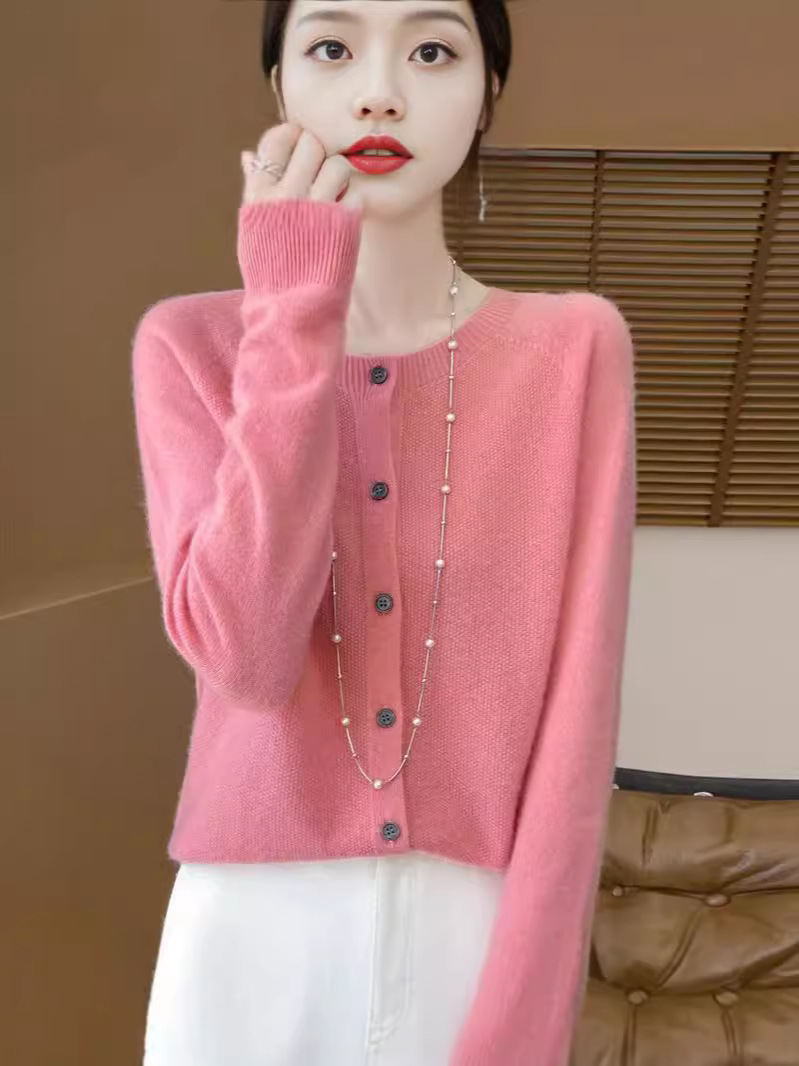 First-Line Ready-To-Wear Cardigan for Women, Osmanthus Needle Knitwear, Round Neck Loose Knitwear Cardigan, Inner Wear Outer Top Jacket