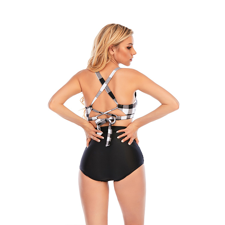 Amazon shoulder strap button swimsuit ebay large size high waist bikini split swimsuit cross-border factory