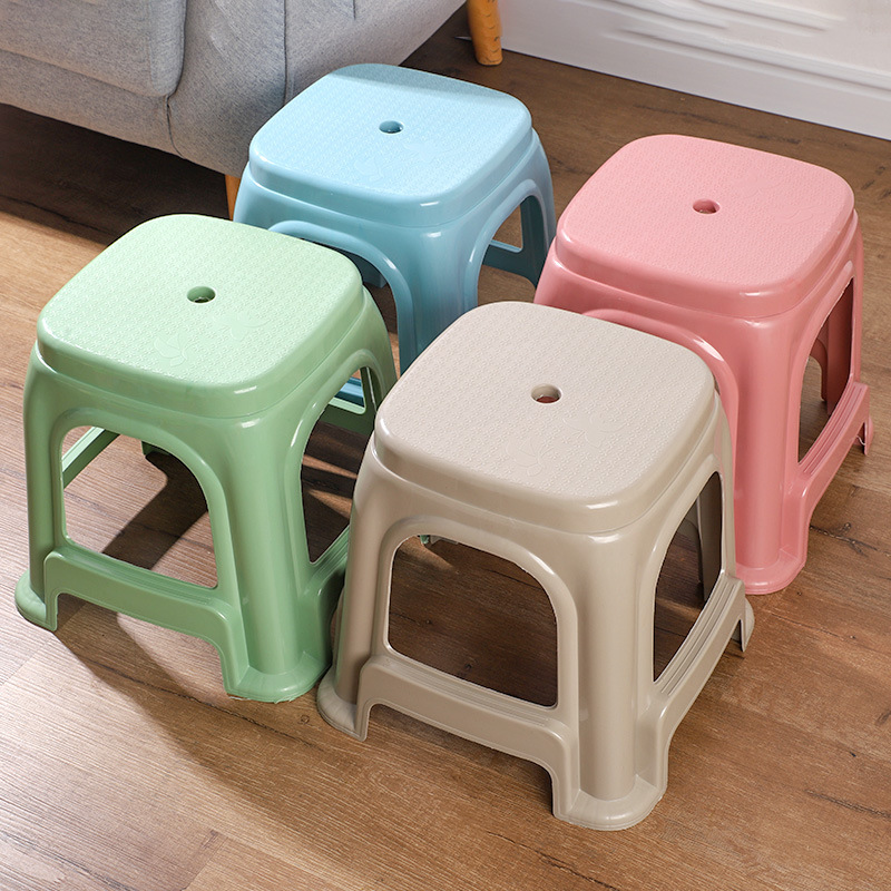 Plastic Stool Thickeneded Anti-Fall Chair Bench Simple Style Outdoor Conference Home Square Stool Stackable Shoe Changing Stool