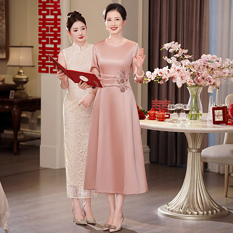 Happy Mother-in-law Wedding Dress Elegant and Generous Wedding Improved Cheongsam Wedding Dairy Elegant Dress for Women