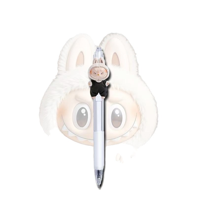 Labubu Retractable Pen Quick-Drying 0.5mm Gel Pen Student Exam Essential Signature Black Pen