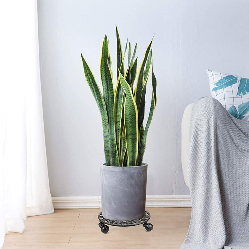 Factory Direct Indoor Household Balcony Storage Rack Floor Type Universal Wheel Flower Pot Rack Cast Iron Mobile Flower Pot Rack