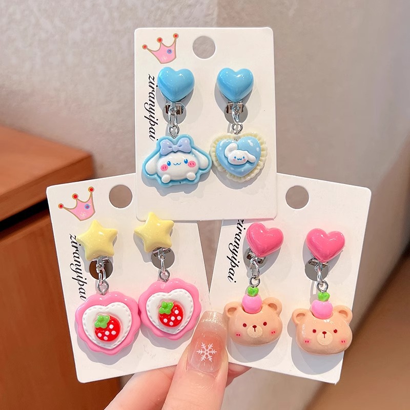 Kulomi Children's Ear Clips Without Ear Holes New Arrival Earrings for Girls Cartoon Anti-Pain Earrings Earrings Jewelry for Baby