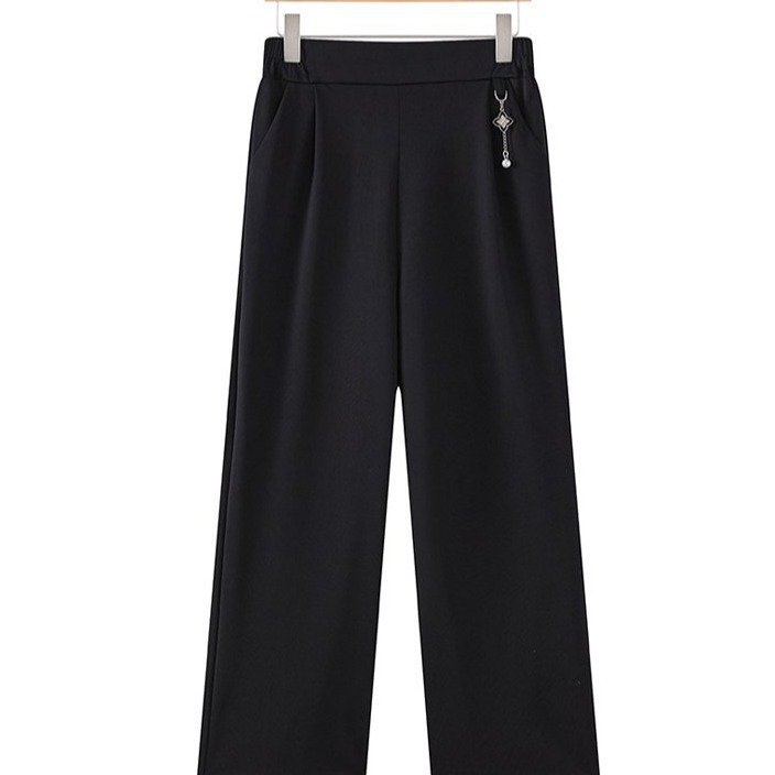 Middle-Aged Mom Pants Summer Thin Ice Silk Cropped Pants Middle-Aged Women's Loose Casual Plus-Size Straight Pants