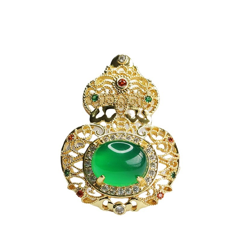 Yuyu ice king green chalcedony pendant gourd necklace vintage jewelry wholesale generation MN4012305