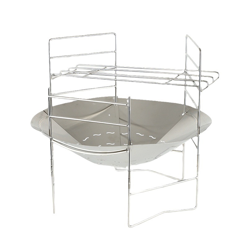 Japanese-style round fire rack fire table folding barbecue stove stainless steel heating stove outdoor camping campfire barbecue grill