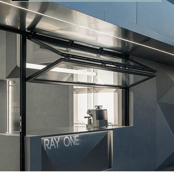 Upper and lower folding window lifting window milk tea coffee shop kitchen bar aluminum alloy net red folding