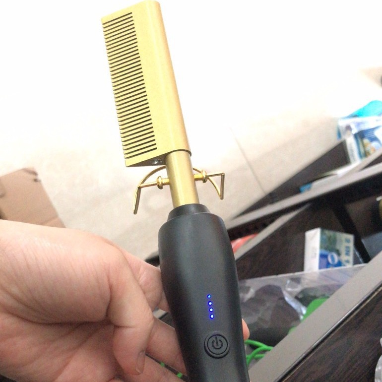 Amazon Hot Sale Electric Curling Hair Comb Household Curling Hair Stick Wet and Dry Dual Use Copper Comb Curling Straight Multifunctional Electric Straightening Hair Comb