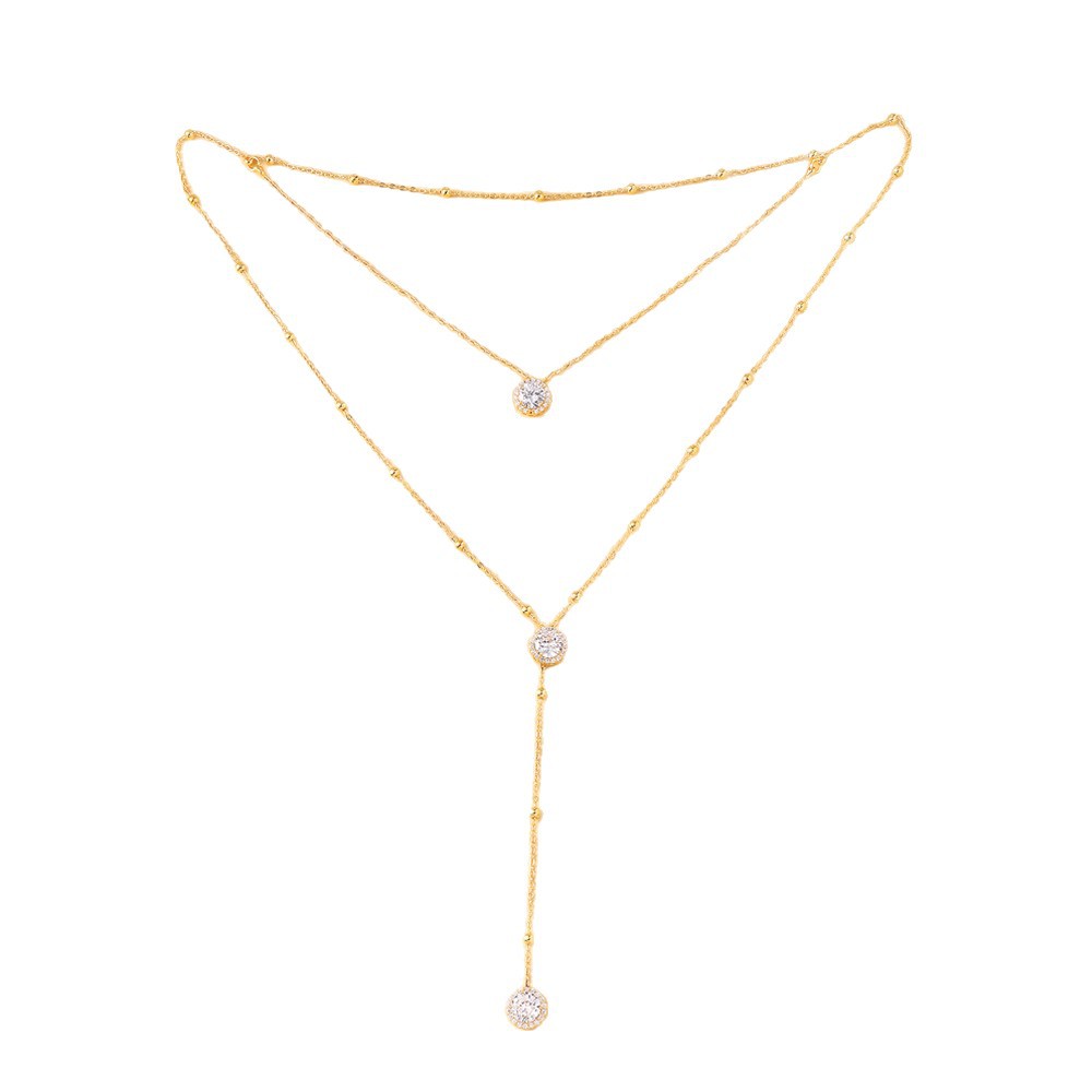 Cross-Border Popular Double-Layer Back Chain Simple Elegant Bridal Wedding Dress Backless Rhinestone Back Chain Back Chain