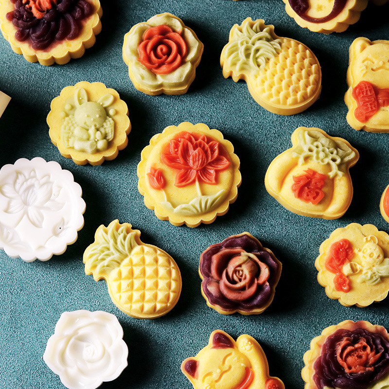 Mid-Autumn Mooncake Mold Making Model Printing Tool Ice Skin Mung Bean Pastry Hand-Pressed Non-Stick Household Mooncake Grinding Tool