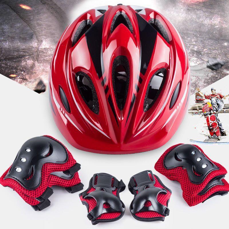 Children's Roller Skating Helmet Protective Gear Set Anti-Fall Skates Skateboard Balance Car Bicycle Knee Pads Full Set of Hats