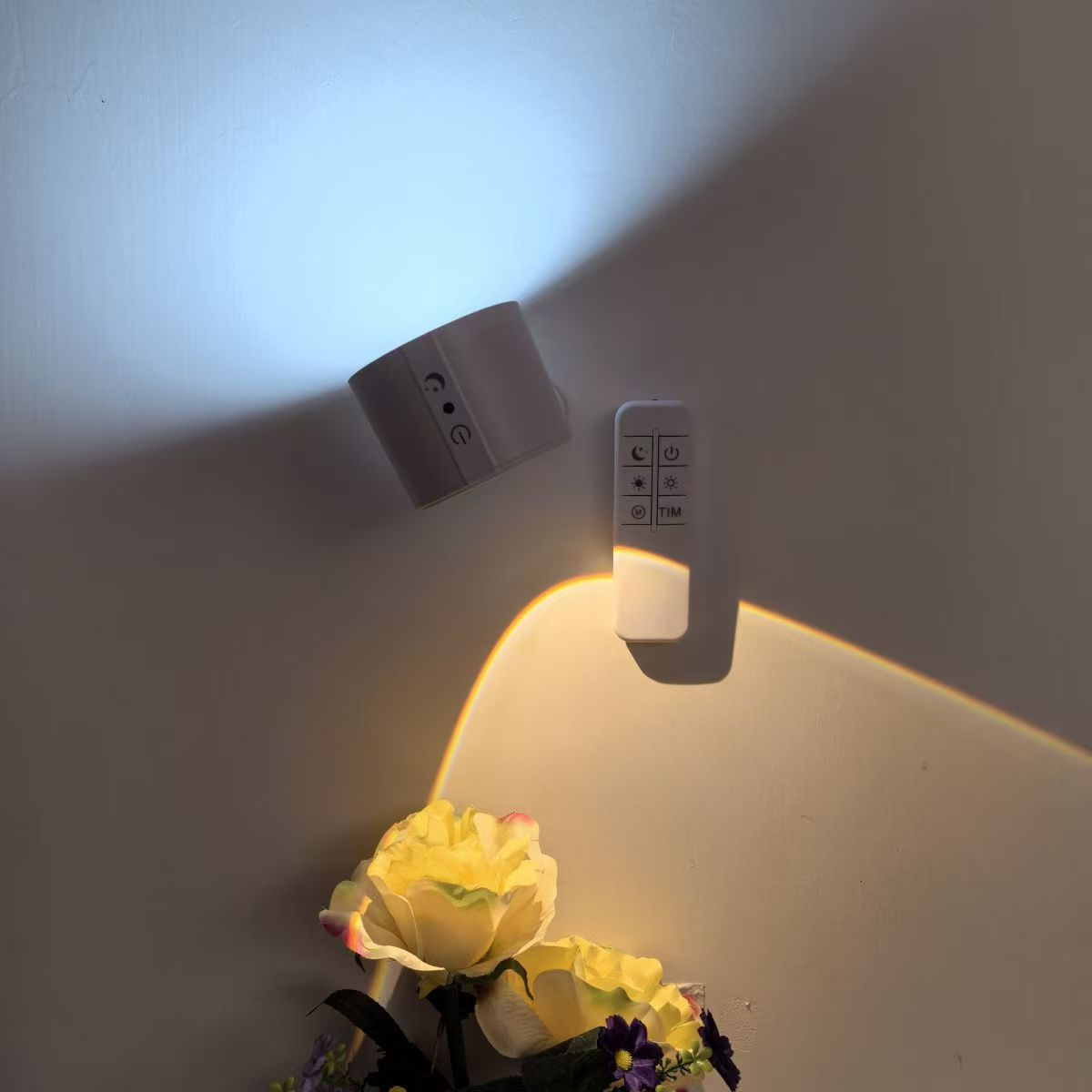 Wireless wall lamp wiring-free punch-free bedside reading lamp living room background wall atmosphere advanced remote control charging spotlight