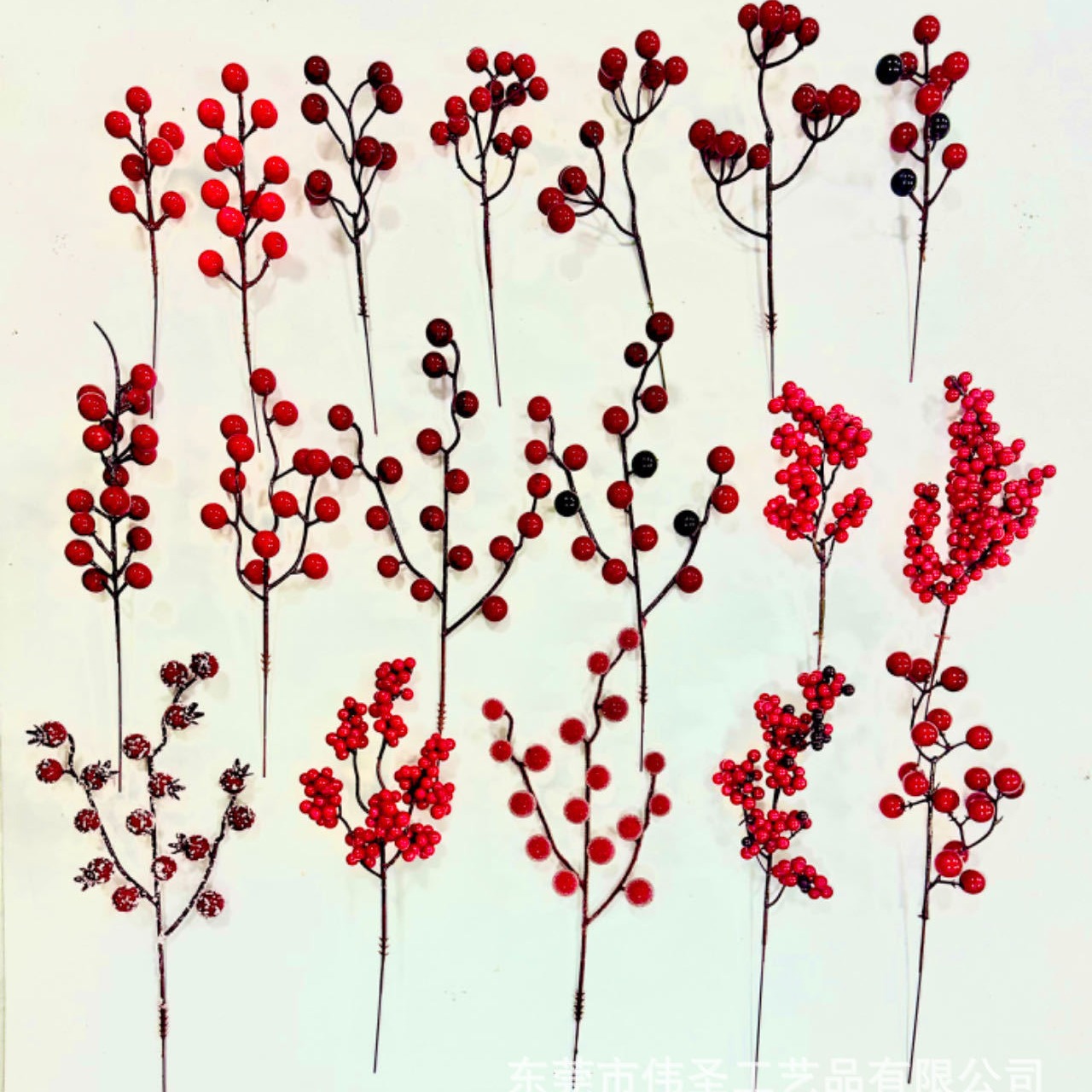 Artificial Plant Christmas Red Fruit Foam Berries 12 Red Fruit Bunches Prosperity Fruit Fortune Fruit Decorative Green Plant