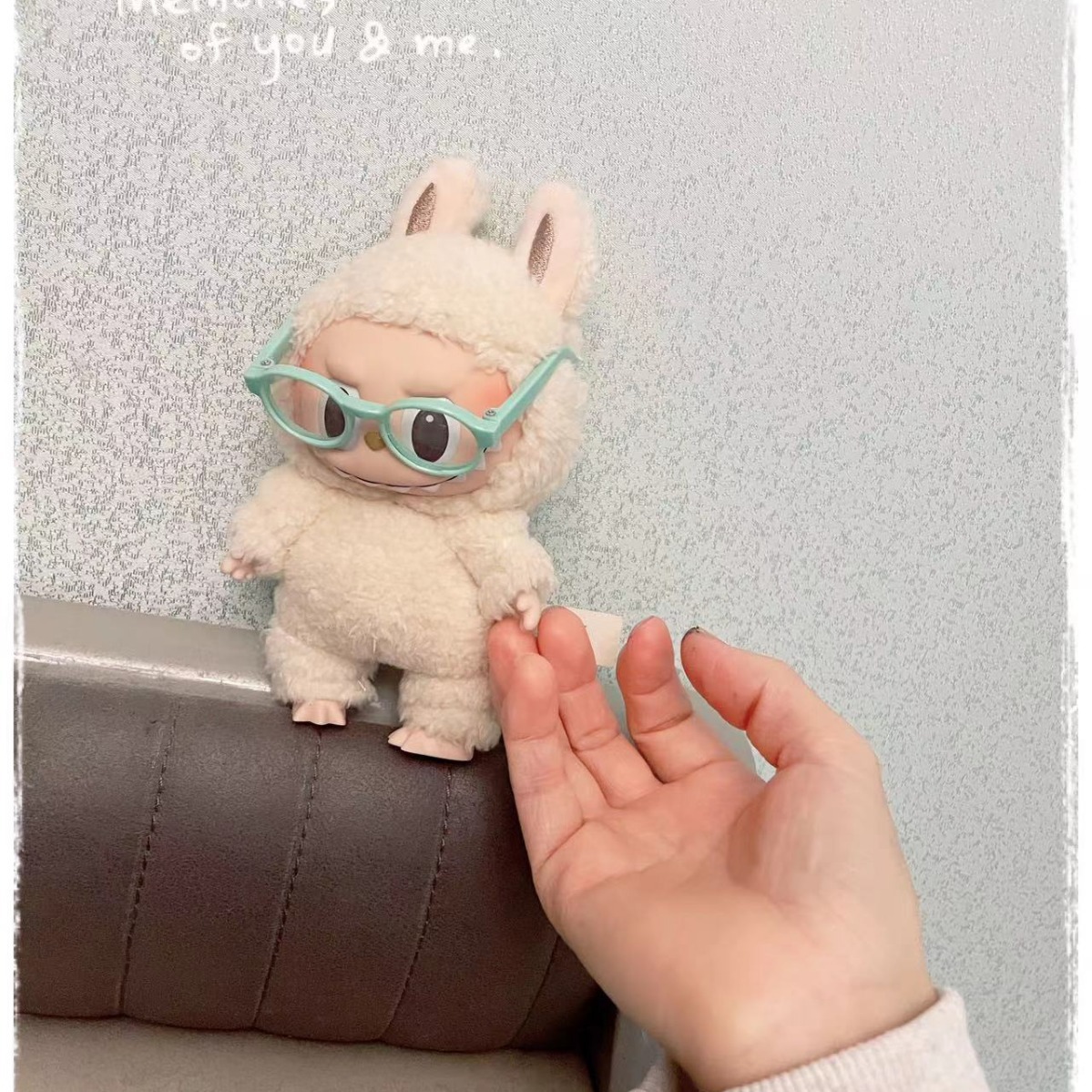 Homemade 6.5cm Labubu Glasses Self-Deprecating Bear Glasses Stuffed Doll 10cm Cotton Doll Glasses