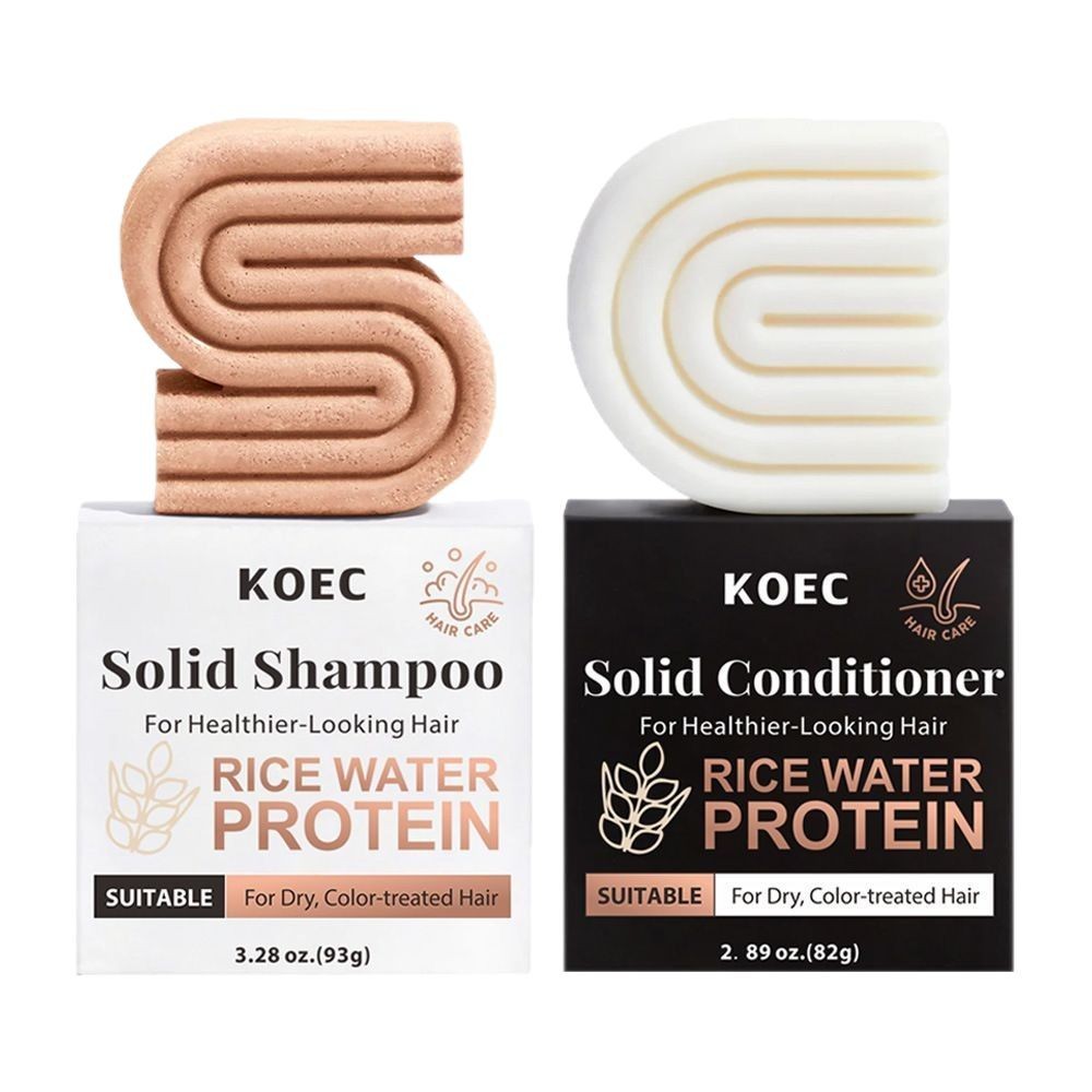 KOEC Rice Hair Wash and Protect Soap Combination Cleansing and Nourishing Solid Shampoo Conditioner suit Cross-border Explosions