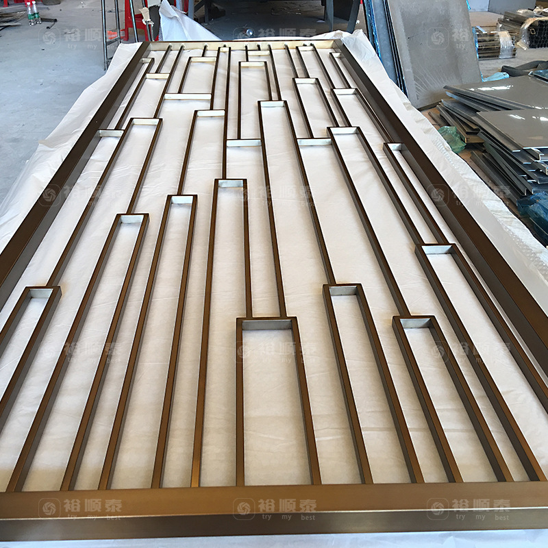 Stainless steel screen partition hotel living room entrance rose gold light luxury metal hollow aluminum carved plate grille